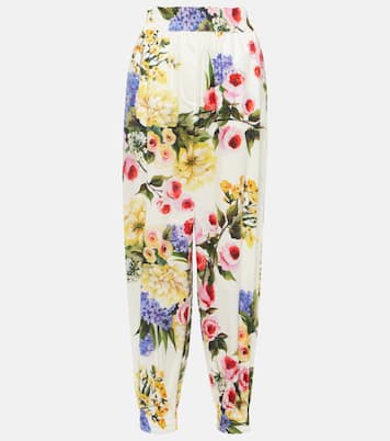 Pantalon tapered en coton à fleurs | Dolce&Gabbana