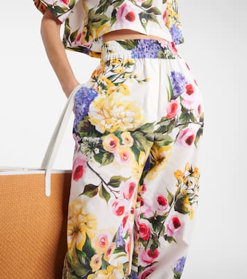 Pantalon tapered en coton à fleurs | Dolce&Gabbana