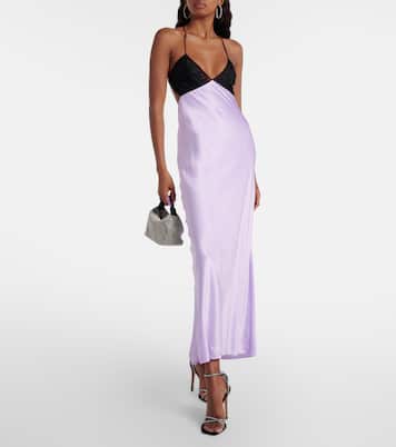 Lace-trimmed silk satin gown | The Sei