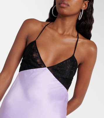 Lace-trimmed silk satin gown | The Sei