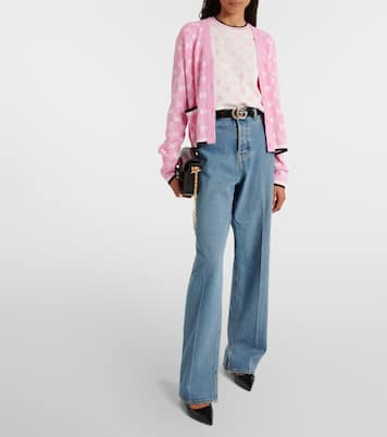 Cárdigan de algodón en intarsia con GG | Gucci