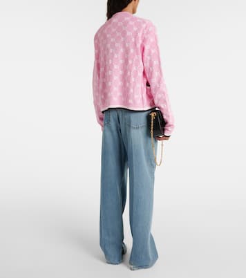 Cárdigan de algodón en intarsia con GG | Gucci