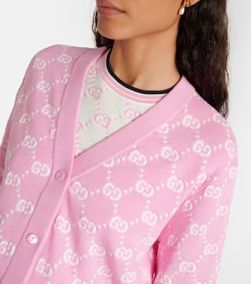 Cárdigan de algodón en intarsia con GG | Gucci
