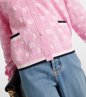 Cárdigan de algodón en intarsia con GG | Gucci