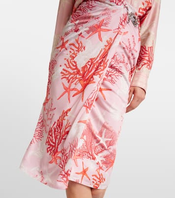 Falda midi Barocco Sea de jersey fruncida | Versace