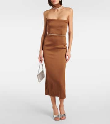 Verziertes Midikleid aus Satin | Alex Perry