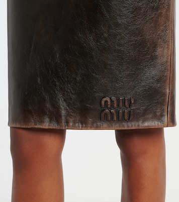 Jupe midi en cuir | Miu Miu