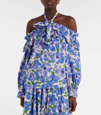 Top en coton mélangé à fleurs | Carolina Herrera