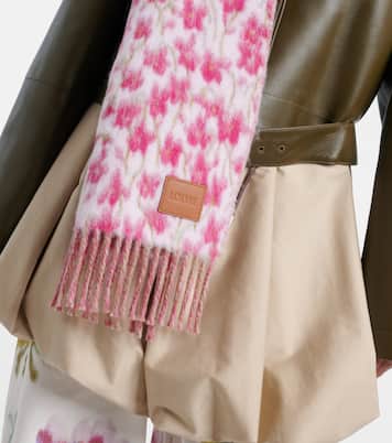 Écharpe en laine mélangée à fleurs | Loewe