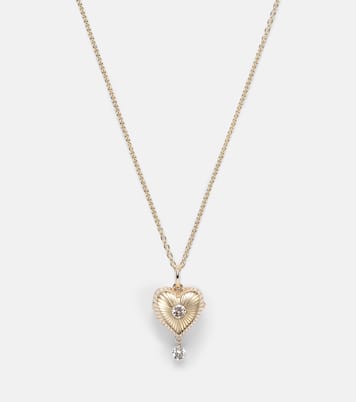 Collar Heart Locket de oro de 9 ct con diamantes | Persée