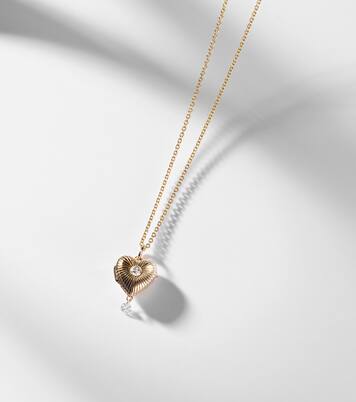 Collar Heart Locket de oro de 9 ct con diamantes | Persée