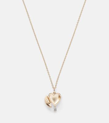 Collar Heart Locket de oro de 9 ct con diamantes | Persée