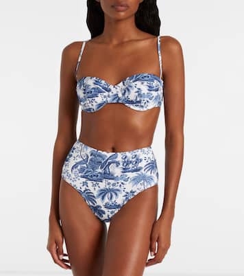 Devon printed high-rise bikini bottoms | Staud