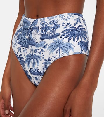 Devon printed high-rise bikini bottoms | Staud
