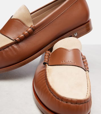 Logo leather and suede mocassins | Max Mara
