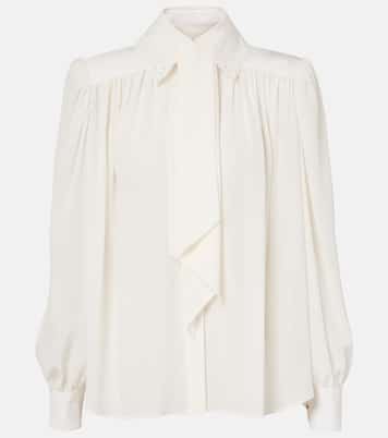 Scarf-detail silk crêpe de chine blouse | Chloé