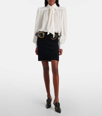 Scarf-detail silk crêpe de chine blouse | Chloé