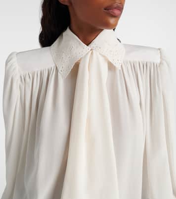 Scarf-detail silk crêpe de chine blouse | Chloé