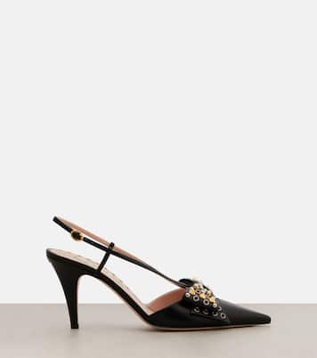 Bowow 85 studded leather slingback pumps | Valentino Garavani