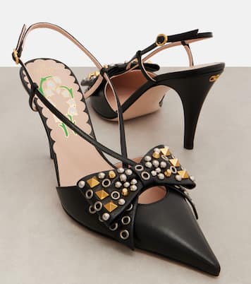 Bowow 85 studded leather slingback pumps | Valentino Garavani