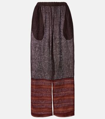 Pantaloni cropped in lino a righe | Tory Burch