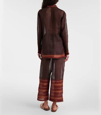 Pantaloni cropped in lino a righe | Tory Burch