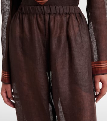 Pantaloni cropped in lino a righe | Tory Burch