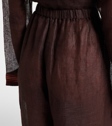 Pantaloni cropped in lino a righe | Tory Burch