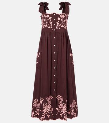 Embroidered cotton midi dress | Juliet Dunn
