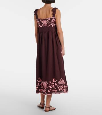 Embroidered cotton midi dress | Juliet Dunn