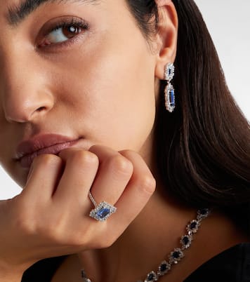 18kt white gold ring with sapphires and diamonds | Suzanne Kalan