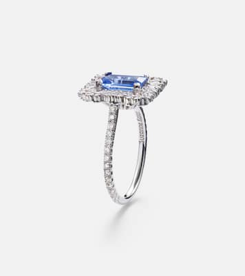 18kt white gold ring with sapphires and diamonds | Suzanne Kalan