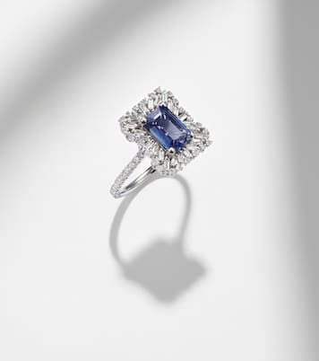 18kt white gold ring with sapphires and diamonds | Suzanne Kalan