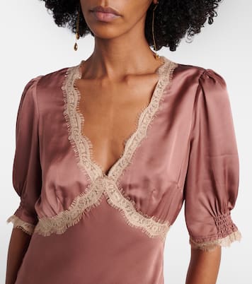 Annina lace-trimmed satin midi skirt | Rixo