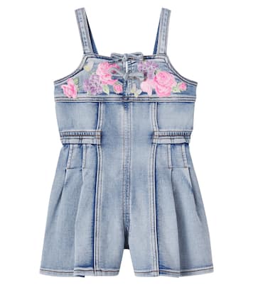 Bestickter Playsuit aus Denim | Monnalisa