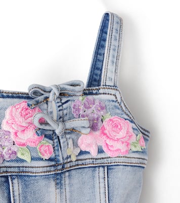 Bestickter Playsuit aus Denim | Monnalisa