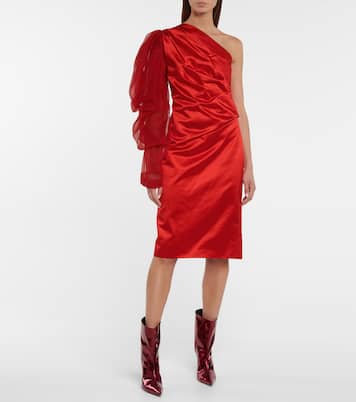 Cotton and silk satin midi dress | Dries Van Noten