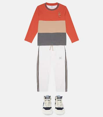 스트라이프 코튼 스웨터 | Brunello Cucinelli Kids