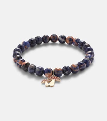 14kt gold beaded bracelet with sapphires and sodalite | Sydney Evan