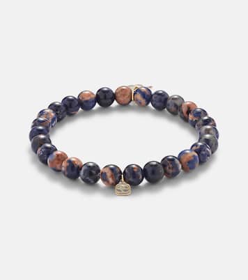 14kt gold beaded bracelet with sapphires and sodalite | Sydney Evan