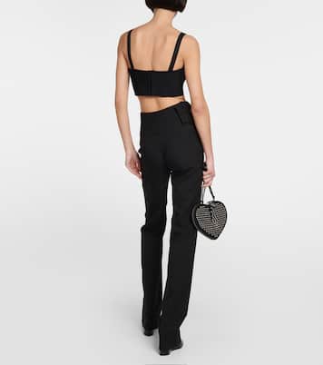 Pantalones rectos de lana con cinturón | Alaïa
