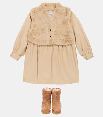 فستان مقلّم بالفرو الصناعي Benties | Donsje