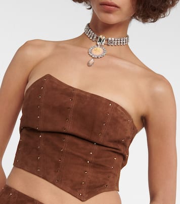 Top asimmetrico in suede senza spalline | Alessandra Rich