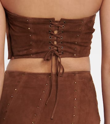 Top asimmetrico in suede senza spalline | Alessandra Rich
