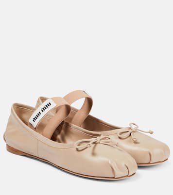 Ballerines en cuir à logo | Miu Miu