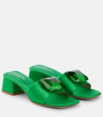 Verzierte Pantoletten Jaipur 55 aus Satin | Gianvito Rossi