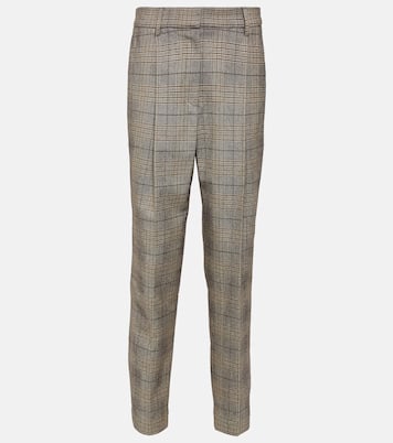 Checked wool and cotton-blend pants | Brunello Cucinelli