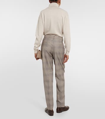 Checked wool and cotton-blend pants | Brunello Cucinelli