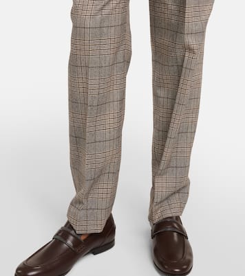 Checked wool and cotton-blend pants | Brunello Cucinelli