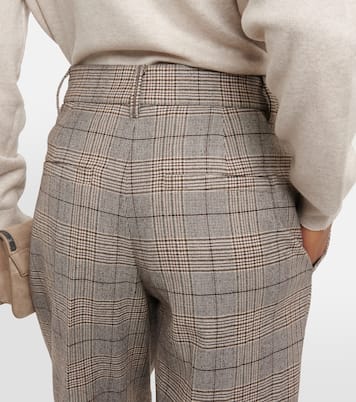 Checked wool and cotton-blend pants | Brunello Cucinelli